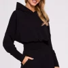 Hot Bluza z kapturem i wysokim ściągaczem - czarna Odzież Casualowa|Bluzy