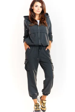 Outlet Bluza z kapturem zapinana na zamek - grafitowa Dobry Skład|Bluzy