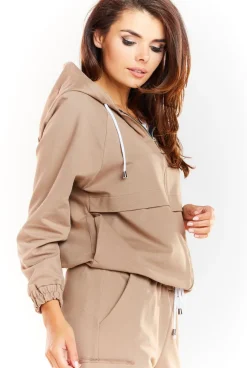 Bluza z kapturem zapinana na zamek - beżowa Dobry Skład|Bluzy