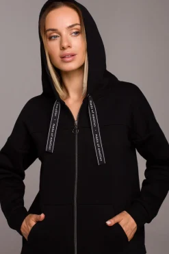 Discount Bluza z kapturem zasuwana na zamek - czarna Bluzy
