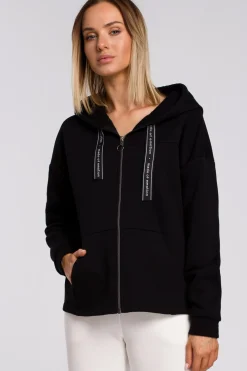 Discount Bluza z kapturem zasuwana na zamek - czarna Bluzy