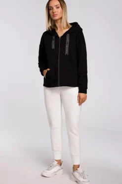Discount Bluza z kapturem zasuwana na zamek - czarna Bluzy