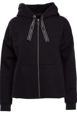 Discount Bluza z kapturem zasuwana na zamek - czarna Bluzy
