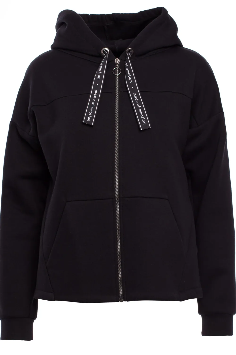 Discount Bluza z kapturem zasuwana na zamek - czarna Bluzy