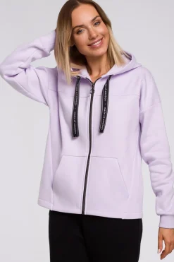 New Bluza z kapturem zasuwana na zamek - liliowa Odzież Casualowa|Bluzy