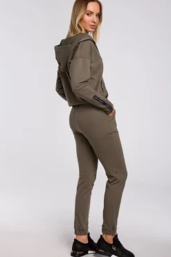 New Buza z kiezenią kangurek i kapture - khaki Odzież Casualowa|Bluzy