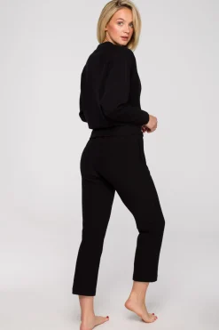 Online Buza z kopertowy dekote - czarna Odzież Casualowa|Bluzy