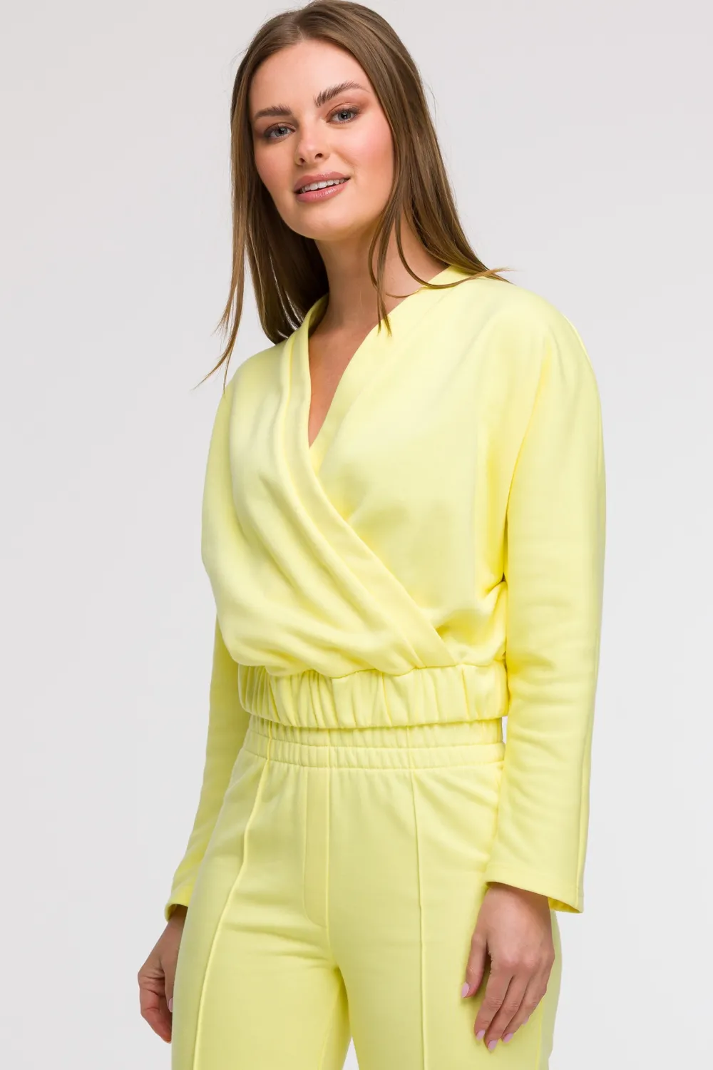 Clearance Buza z kopertowy dekote - cytrynowa Odzież Casualowa|Bluzy