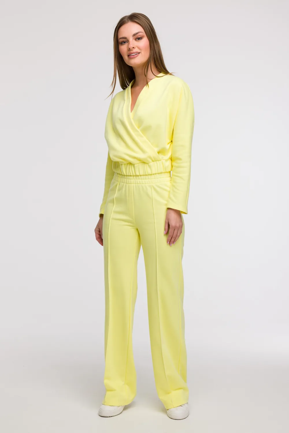 Clearance Buza z kopertowy dekote - cytrynowa Odzież Casualowa|Bluzy