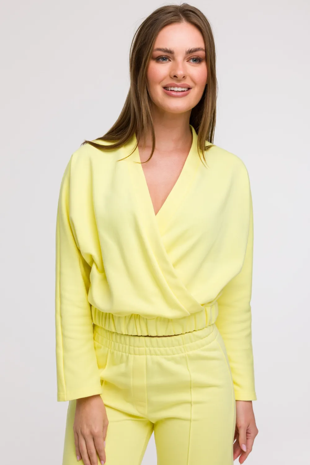 Clearance Buza z kopertowy dekote - cytrynowa Odzież Casualowa|Bluzy