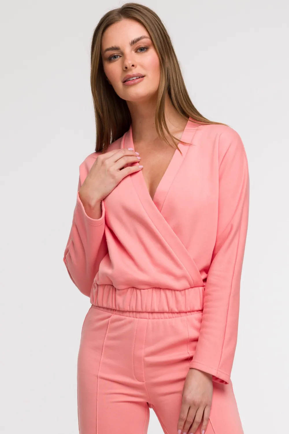 Discount Buza z kopertowy dekote - koraowa Odzież Casualowa|Bluzy