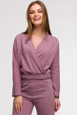 Buza z kopertowy dekote - wrzoowa Odzież Casualowa|Bluzy