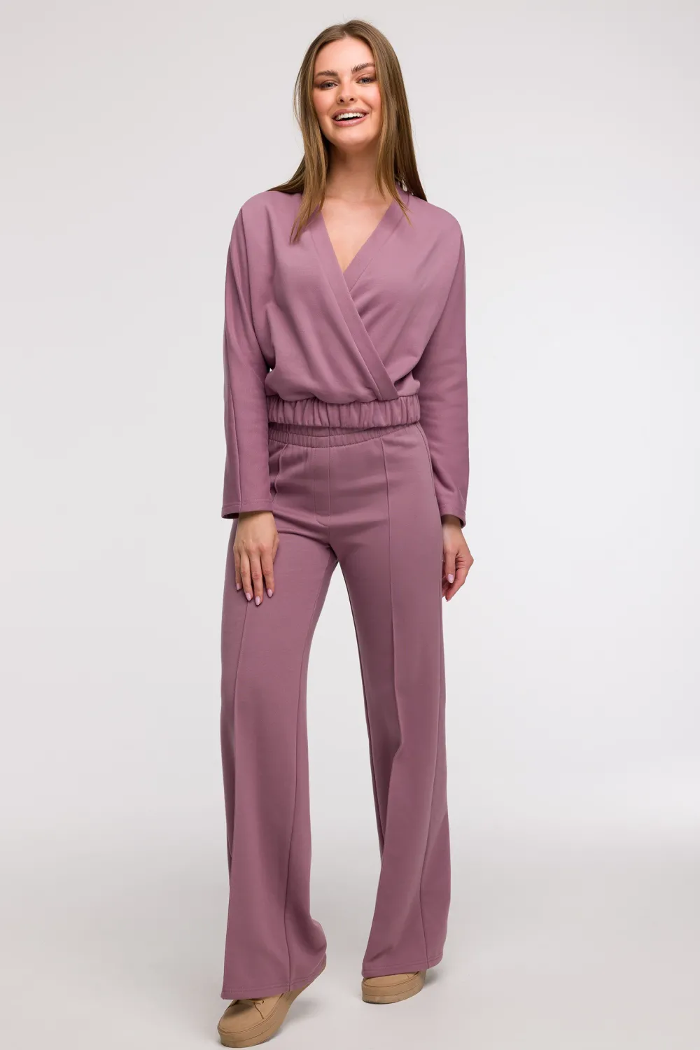 Buza z kopertowy dekote - wrzoowa Odzież Casualowa|Bluzy