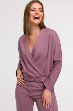 Buza z kopertowy dekote - wrzoowa Odzież Casualowa|Bluzy