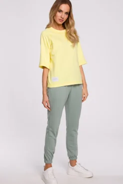 Discount Buza z krótkii rękawai - cytrynowa Odzież Casualowa|Bluzy