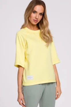 Discount Buza z krótkii rękawai - cytrynowa Odzież Casualowa|Bluzy