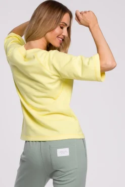 Discount Buza z krótkii rękawai - cytrynowa Odzież Casualowa|Bluzy