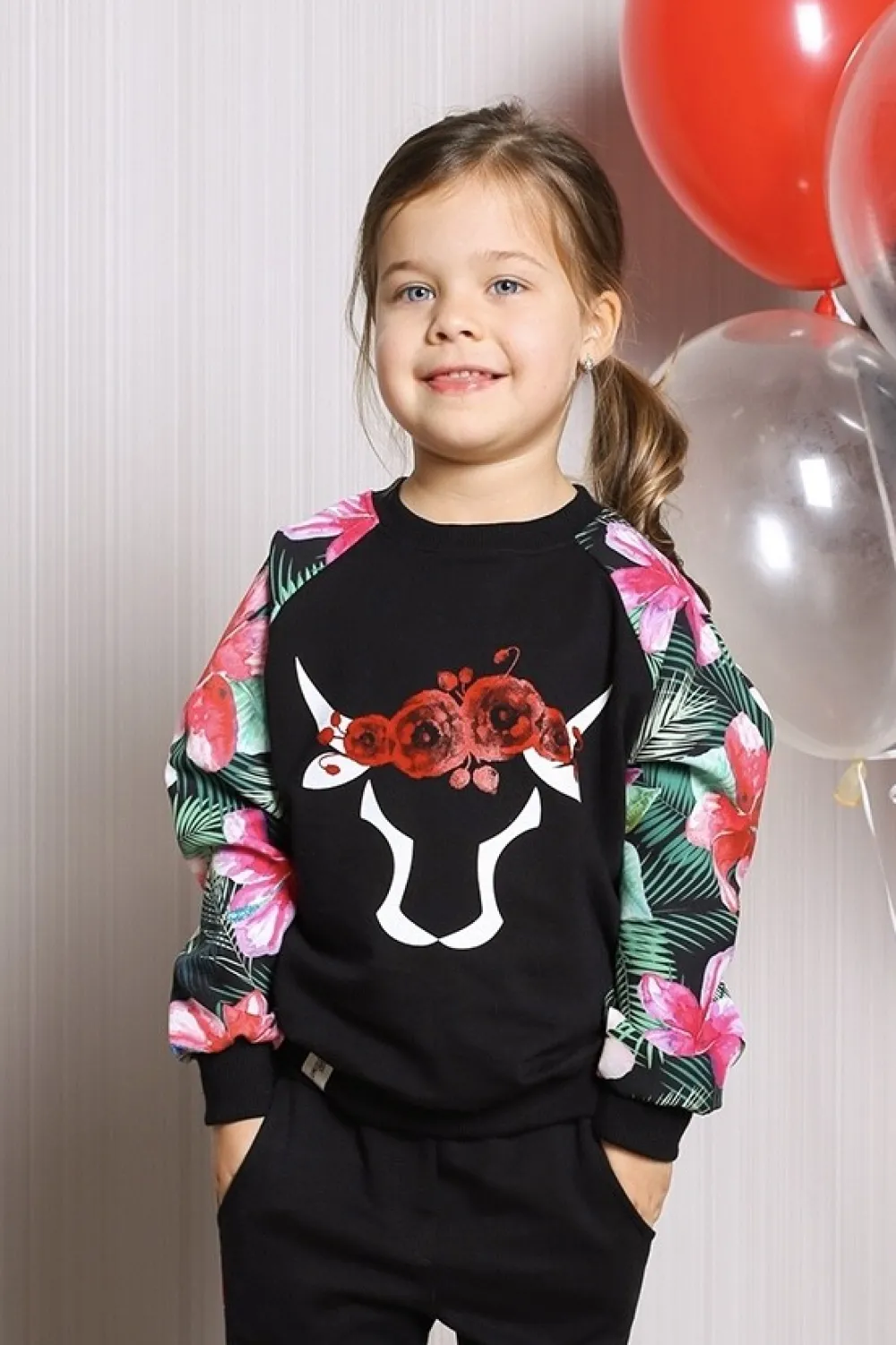 New Bluza z reglanowymi rękawami - kwiaty Dzieci Odzież Dziecięca
