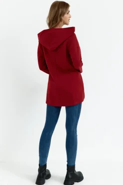 Sale Buza z zeroki kołnierze i kapture - bordowa Bluzy