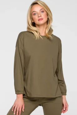 Hot Buzka do pania z długii rękawai - khaki Piżamy