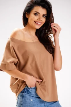 Clearance Bluzka damska oversize - beżowa Odzież Casualowa|Dobry Skład
