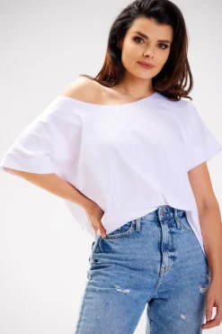 Outlet Bluzka damska oversize - biała Odzież Casualowa|Dobry Skład