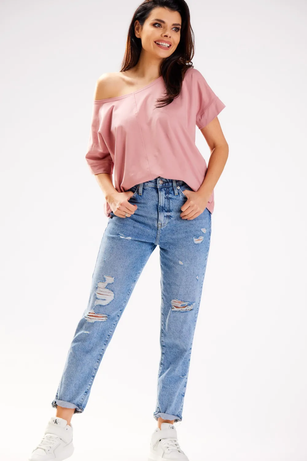 Hot Bluzka damska oversize - różowa Odzież Casualowa|Dobry Skład