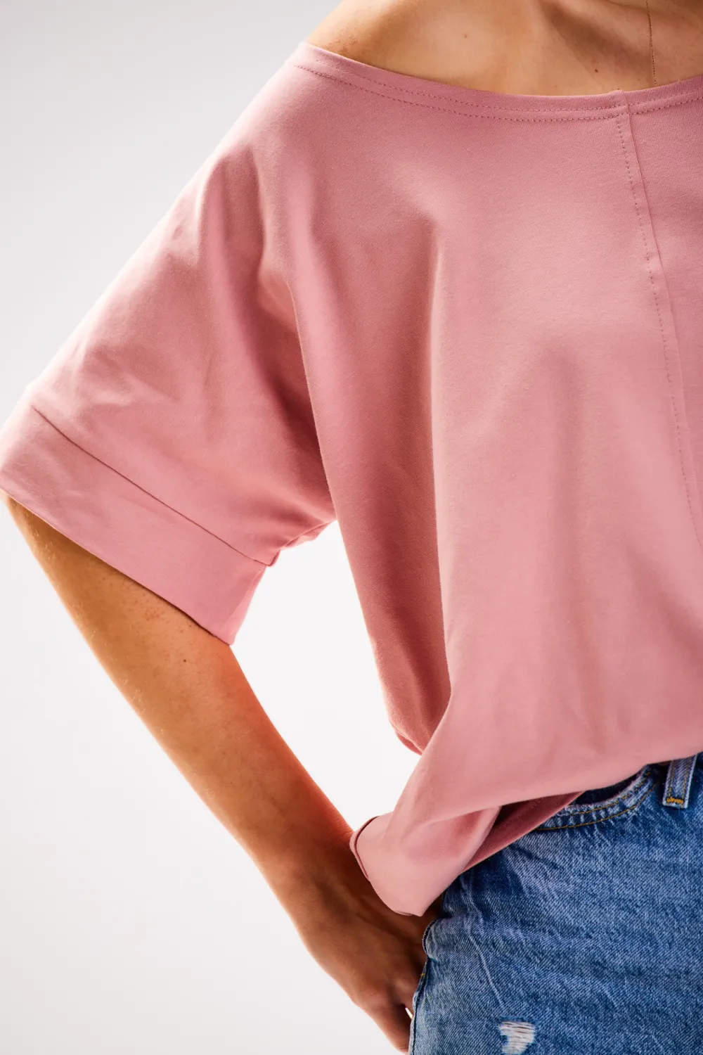 Hot Bluzka damska oversize - różowa Odzież Casualowa|Dobry Skład