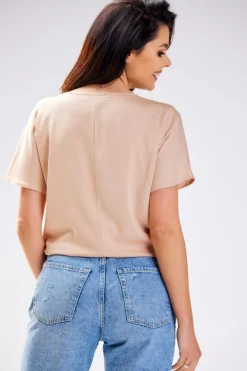 Outlet Buzka daka z krótki rękawe - beżowa Odzież Casualowa|Bluzki