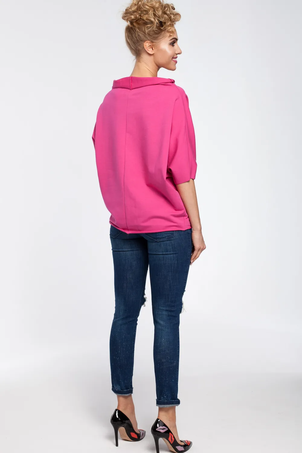 Online Bluzka kimono z krótkim rękawem - fuksja Bluzki