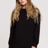 Outlet Bluzka longsleeve z nadrukiem - czarna Odzież Casualowa|Bluzki
