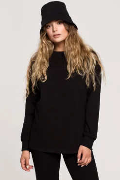 Outlet Bluzka longsleeve z nadrukiem - czarna Odzież Casualowa|Bluzki