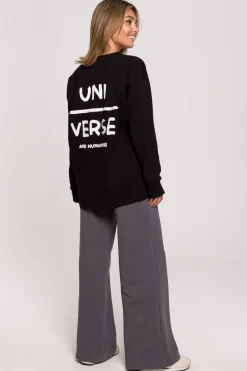 Outlet Bluzka longsleeve z nadrukiem - czarna Odzież Casualowa|Bluzki