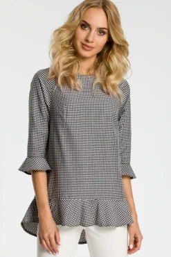 Clearance Buzka w kratkę z fabankai - czarna Bluzki