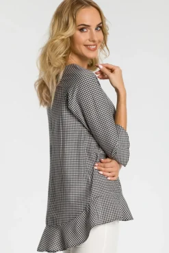 Clearance Buzka w kratkę z fabankai - czarna Bluzki