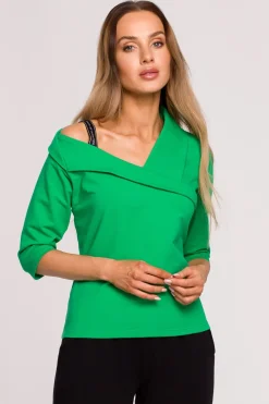 Outlet Buzka z ayetryczny dekote - oczyto zieona Odzież Casualowa|Dobry Skład