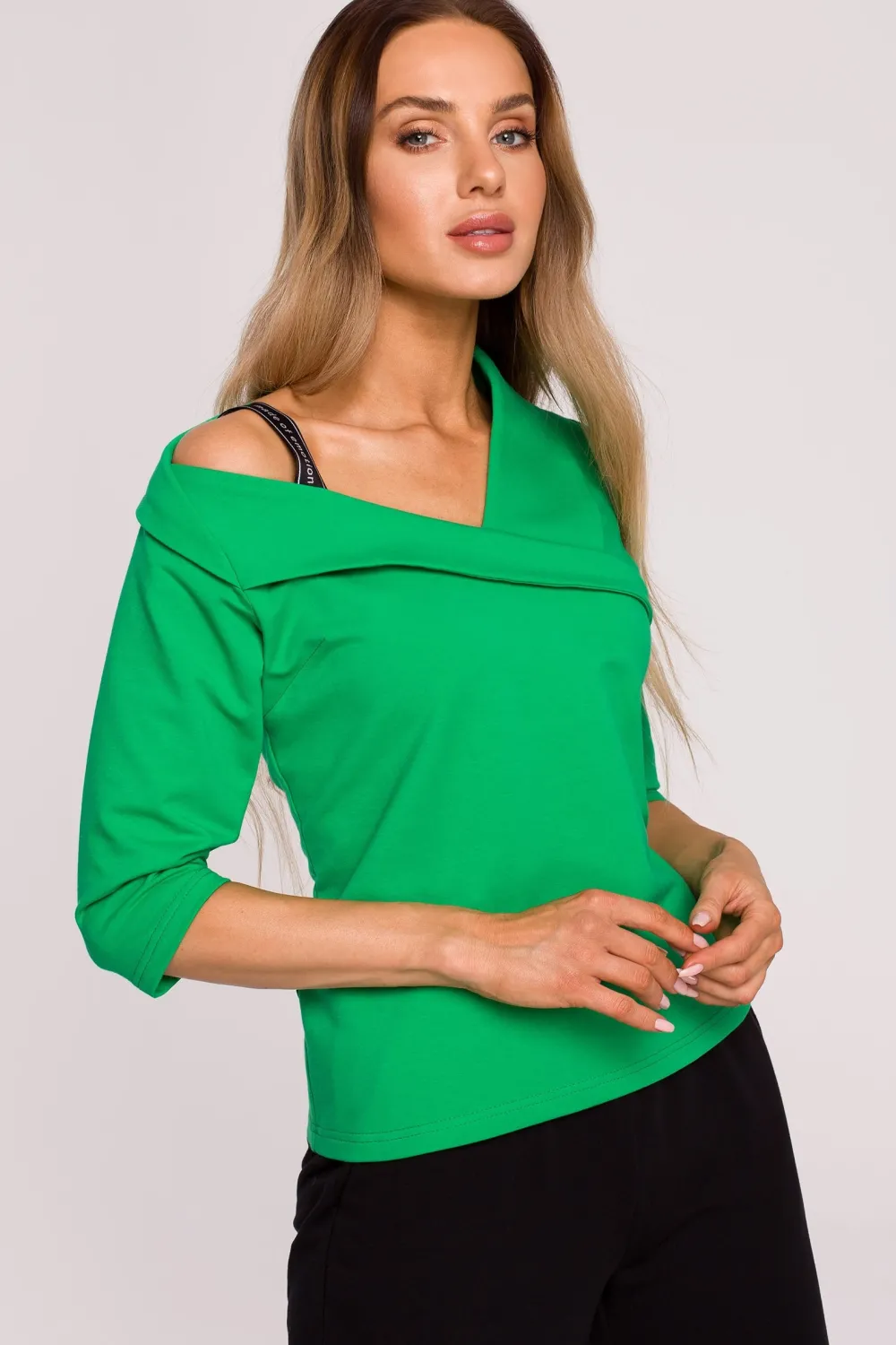 Outlet Buzka z ayetryczny dekote - oczyto zieona Odzież Casualowa|Dobry Skład
