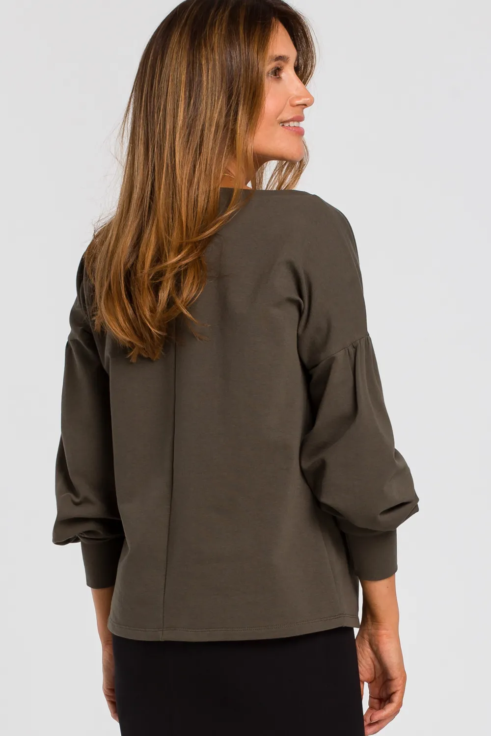 Sale Bluzka z bufiastymi rękawami - oliwkowa Bluzy