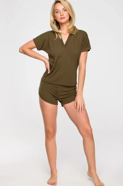 Best Buzka z dekote V - khaki Odzież Casualowa|Bluzki