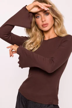 Discount Buzka z długii pozerzonyi rękawai – brązowa Odzież Casualowa|Dobry Skład