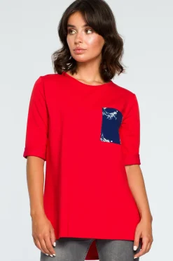 Clearance Buzka ze wtawkai w kwiaty - czerwona Odzież Casualowa|Bluzki
