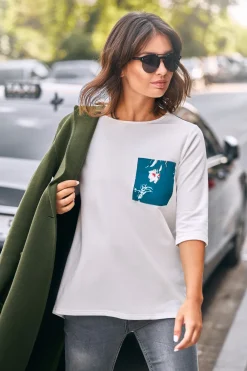 Clearance Buzka ze wtawkai w kwiaty - ecru Odzież Casualowa|Bluzki