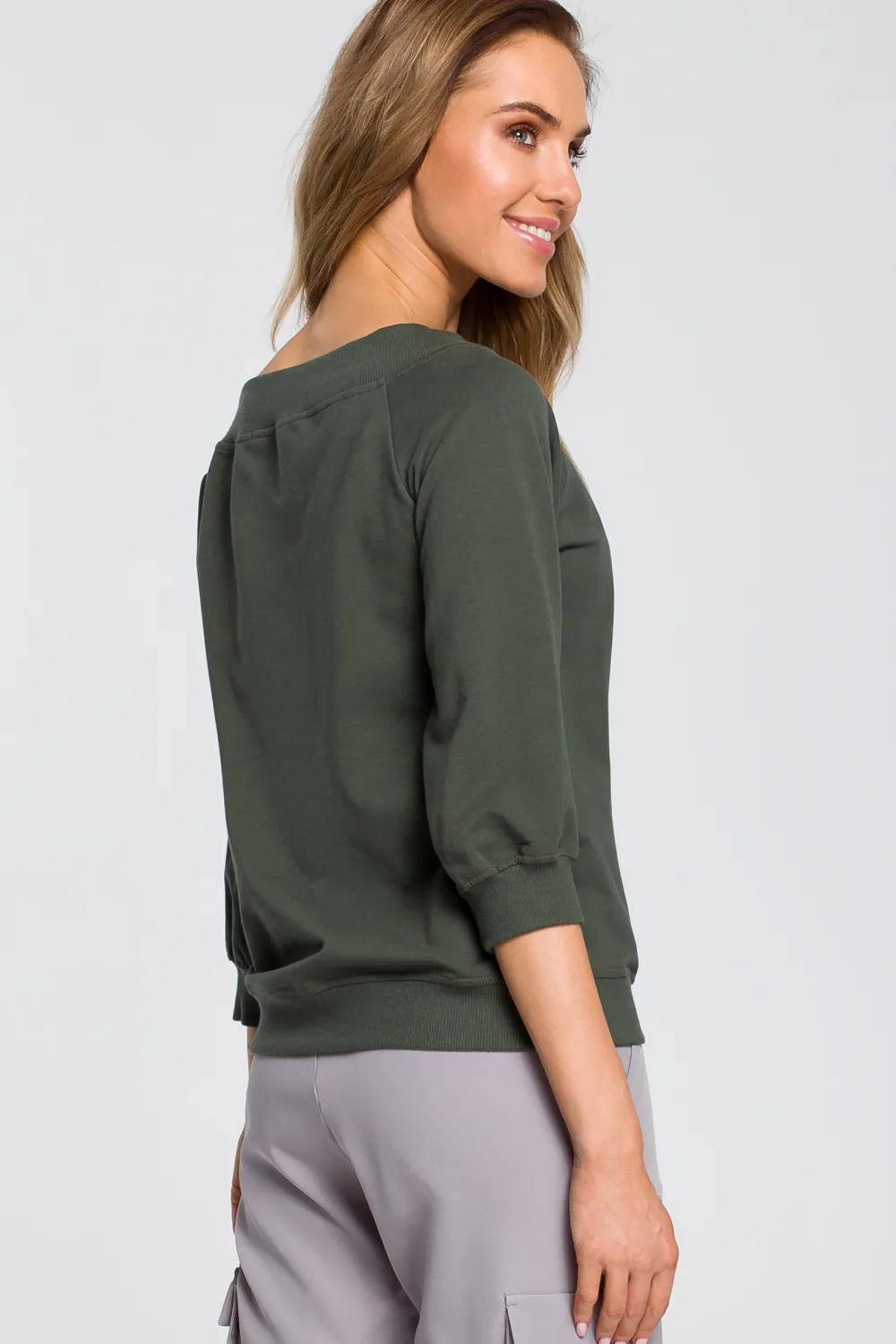 Clearance Buzka z opadający raienie - iitarno-zieona Odzież Casualowa|Bluzy