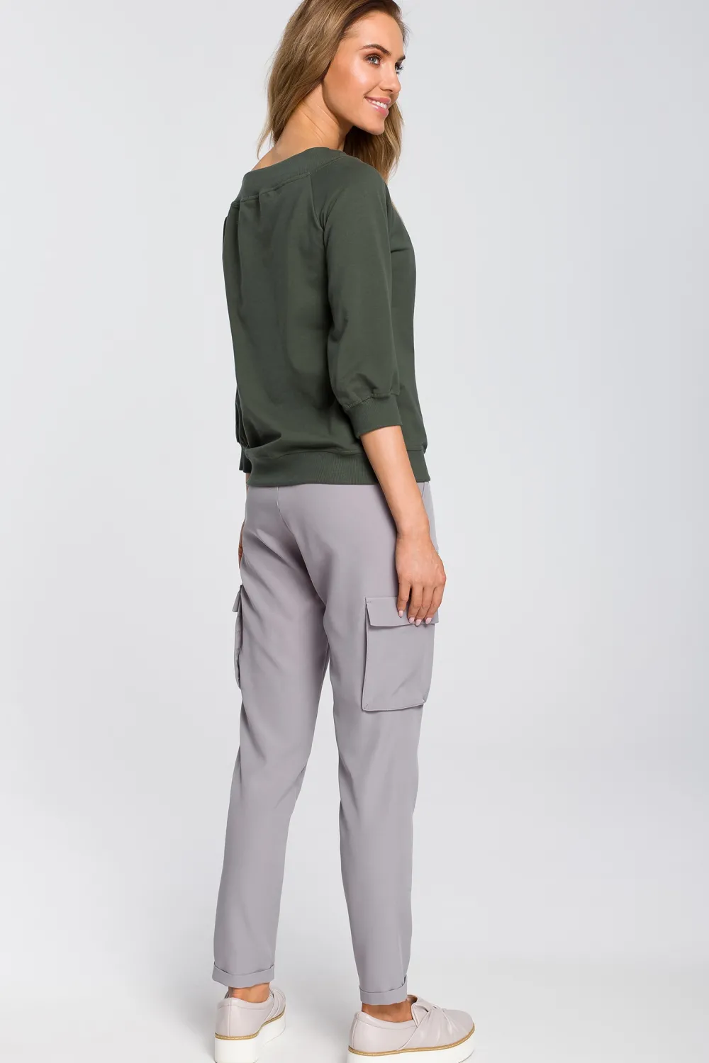 Clearance Buzka z opadający raienie - iitarno-zieona Odzież Casualowa|Bluzy