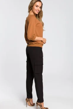 Online Buzka z opadający raienie - kareowa Odzież Casualowa|Bluzy