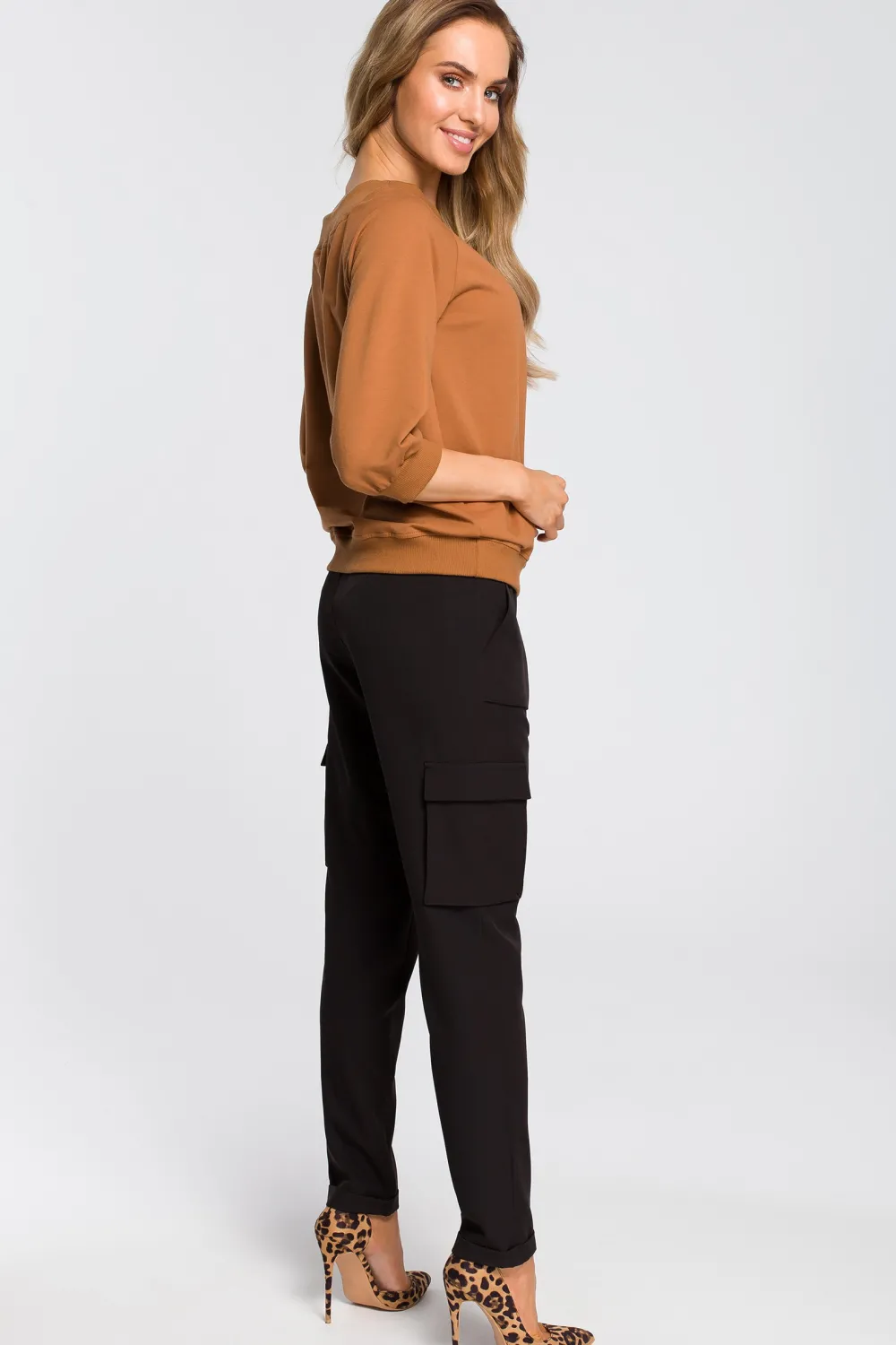 Online Buzka z opadający raienie - kareowa Odzież Casualowa|Bluzy