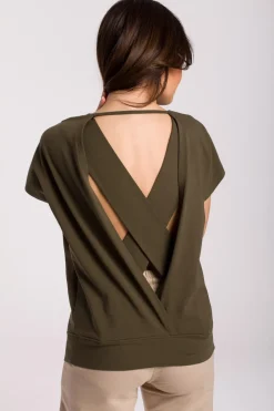 Clearance Buzka z wycięciai na pecach - khaki Odzież Casualowa|Bluzki