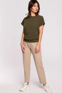Clearance Buzka z wycięciai na pecach - khaki Odzież Casualowa|Bluzki