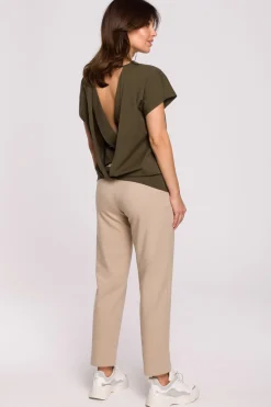 Clearance Buzka z wycięciai na pecach - khaki Odzież Casualowa|Bluzki