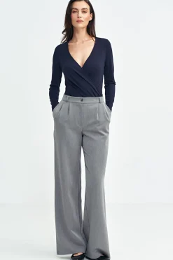 Sale Body dakie z kopertowy dekote - granatowe Body|Bluzki